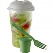 Salad shaker with cup and fork